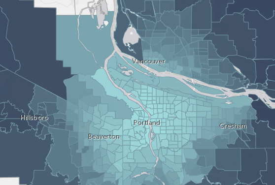 economic value atlas map of Portland, Oregon